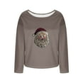 thumbnail image 4 of Tops for Women Christmas Printed Long Sleeved Winter Round Neck Pullover Knit Sweater,Women's Long Sleeve Tops 2-Brown XL, 4 of 4