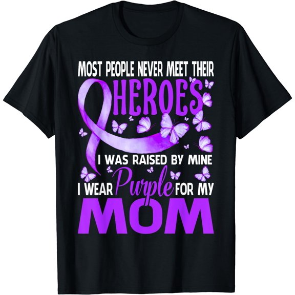 My Heroes I Wear Purple For My Mom Pancreatic Cancer T-Shirt