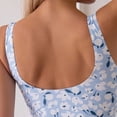 thumbnail image 5 of Women Floral Printed Swimsuit One Piece Bathing Suit Square Neck Low Back Ruched Summer Beach Modest Swimwear (M, Light Blue), 5 of 7