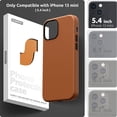 thumbnail image 2 of Leather Case Compatible with iPhone 13 mini Case 5.4 inch, Premium PU Leather Case Cover (with Metallic Buttons & Microfiber Lining) for iPhone 13 mini (2021), Brown, 2 of 7