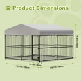 thumbnail image 2 of Large Outdoor Dog Kennel, 10x10FT Dog Kennel Outside with 2 Stainless Steel Bowl, Waterproof Cover, Iron Guardrails, Outdoor Dog Enclosures for Large Dogs, 2 of 7