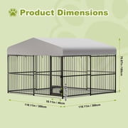 Kselythan 10X10x6 FT Dog Kennel Outdoor,Heavy-Duty Metal Dog Playpen for Large & Medium Dogs,Dog Crate Enclosure with Waterproof UV-Resistant Cover,Secure Lock &Swivel Feeding Bowl, for Backyard
