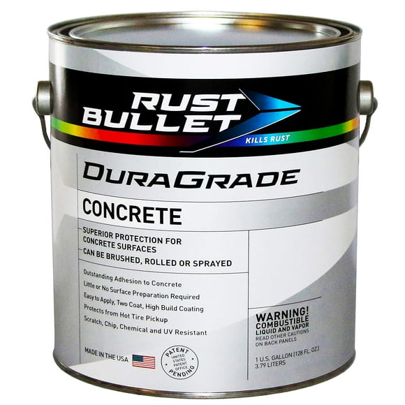 RUST BULLET - DuraGrade Concrete High-Performance Easy to Apply Concrete Coating in Vibrant Colors for Garage Floors, Basements, Porch, Patio and more - Gallon, Storm Grey
