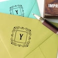 thumbnail image 2 of Printtoo Square Swirl Border Letter Y Initial Uppercase Monogram Wood Mounted Rubber Stamp, 2 of 4
