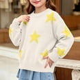 thumbnail image 6 of Atogsazn Childrens Girls Knitted Sweater Casual Star Printed Long Sleeve Sweaters Fall Winter Tops Clothes White 8-10 Years Fashion, 6 of 7