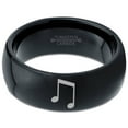 thumbnail image 2 of Tungsten Beam Note Music Band Ring 8mm Men Women Comfort Fit Black Dome Polished, 2 of 4