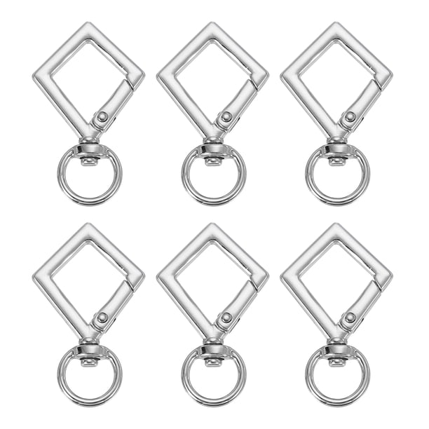 Uxcell Clip de Llavero con Diamantes, Ganchos de Anillo Giratorio de Llave, Clips de Resorte de Aleación de Zinc, Hebilla de Gatillo Plata
