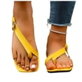 thumbnail image 4 of Shrysg Women's Strappy Flat Square Toe Thong Sandals Comfortable Casual Summer Flip Flops for Vacation Beach Outdoor Leisure Yellow, 4 of 9
