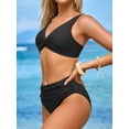thumbnail image 4 of Sociala Women Ruched Two Piece Swimsuit Knot Twist Bikini Set V Cut Bathing Suits 2026 Swimwear, 4 of 7