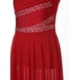 thumbnail image 6 of CHICTRY Kids Girls Lyrical Modern Dance Dress Rhinestones Ruched Bodice High-low Praise Dance Costume Burgundy 6, 6 of 7
