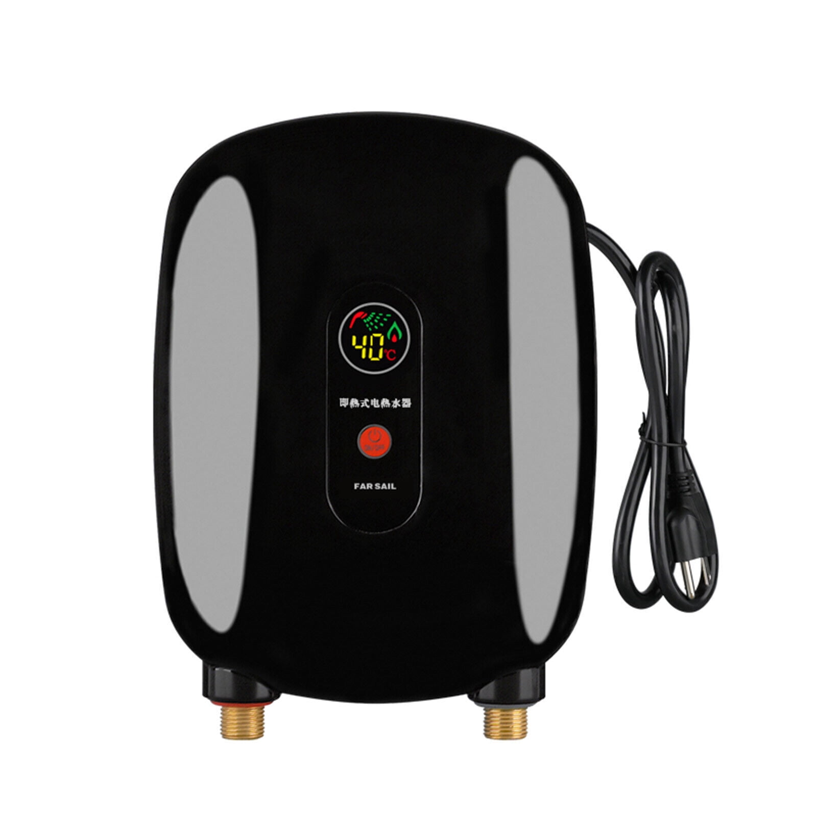 3000w Electric Instant Hot Water Heater Mini Tankless Heater Kitchen 68-126°F Ipx4 110v Black/Gold