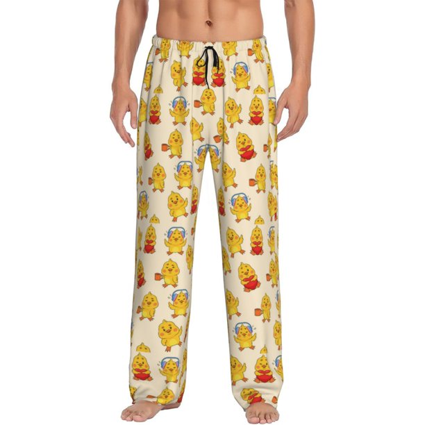 Balery Cute Chicken Pantalones de pijama para hombre, pijama ultraligero, pantalón de descanso-Medium