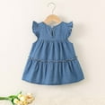 thumbnail image 4 of THDHVS Girls Denim Dress,Baby Dress,Toddler Girl Short Ruffle Sleeve Jean Birthday Party Dresses Blue 24-36 Months, 4 of 8