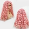 thumbnail image 2 of Women's Fashionable Synthetic Fiber Wig Pink Long Curly Hair Small Curls In Stock, 2 of 10