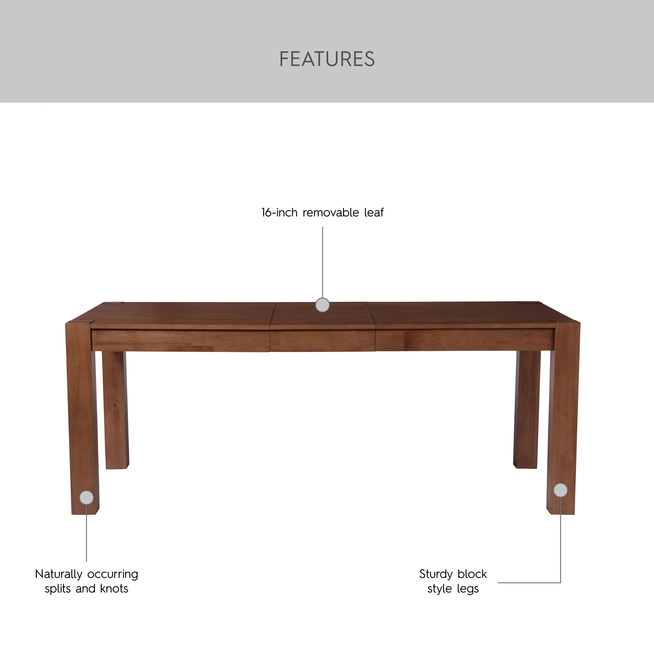Better Homes & Gardens Bryant Solid Wood Extendable Dining Table, Walnut Finish