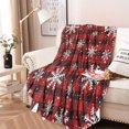 thumbnail image 2 of Red and Black Christmas Snowflake Pattern Round Blanket,Comfortable Soft Flannel Throw Blanket,All Season,Warm Lightweight Blankets for Sofa Bed Couch Living Room Chair 60"x60", 2 of 5