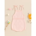 thumbnail image 3 of Niusricy Toddler Baby Girl Summer One-piece Jumpsuits 0-18M Kids Sleeveless Romper Cute Crochet Flower Tie Strap Bodysuit Newborn Comfy Fashion Knitwels Sweet Casual Summer Clothes for Daily, 3 of 6