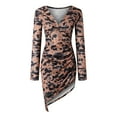 thumbnail image 4 of Pompotops Automne et Hiver Robe Sexy à Col en V Imprimée Amincissante à Manches Longues Fendue, 4 of 7