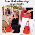 thumbnail image 6 of BadPiggies Women's Knit Bucket Handbag Small Crochet Beach Tote Bag Detachable Handle Wrist Purse, 6 of 9