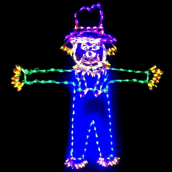 HOLIDYNAMICS Fall Light LED Wire Framed Scarecrow Yard Decor, Weatherproof Steel, Harvest Outdoor Decoration