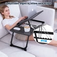 thumbnail image 5 of Adjustable Foldable Laptop Desk,Portable Lap Desk with Cup Holder and Phone Stand, Split Design Bed Table Tray for Working, Reading, Eating, Gaming on Bed Sofa Floor Black, 5 of 10