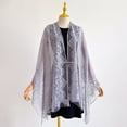 thumbnail image 5 of AHMOMEI Women’s Lace Shawl Wrap, Sheer Open Front Fringed Cover Up, Lightweight Scarf for Evening Dresses Wedding Bridesmaid Party (Gray), 5 of 6