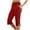 Red, variant on Diufon Womens Capri Pants Summer Causal Elastic Waist Loose Pants Button Cropped Workout Pants with Pockets