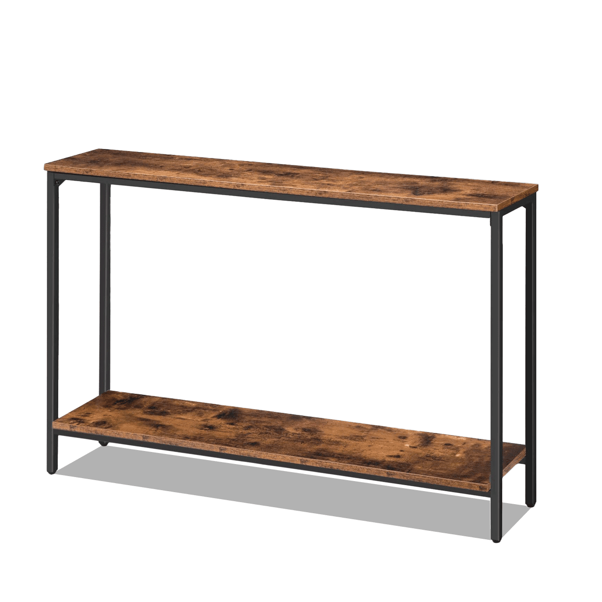 Narrow Console Table, Entryway Table with Double Storage Shelves, Industrial Sofa Table with