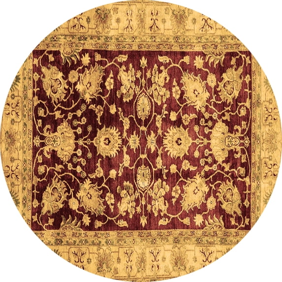 Ahgly Company Indoor Round Oriental Brown Traditional Area Rugs, 5' Round