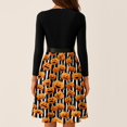 thumbnail image 5 of Womens Halloween Hepburn Dresses Spider Webeb Bat Crew Neck Horror Hepburn Dresses Witch Hat Ghost Long Sleeve Spooky Hepburn Dress, S, 5 of 6