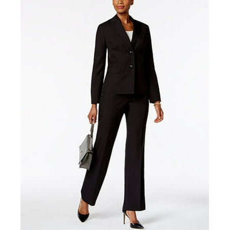 - Le Suit NEW Black Womens Size 16 Tonal Pinstriped Two-Button Pant Suit