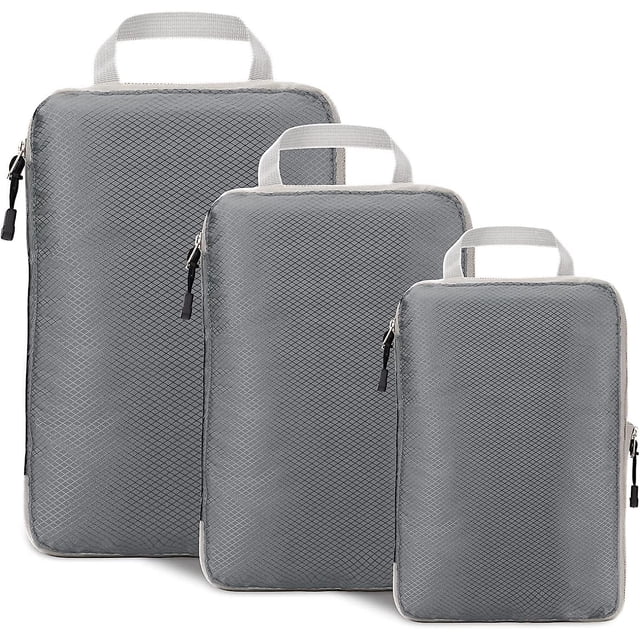 Organizador de maletas extensible de 3 piezas, Bolsas organizadoras de equipaje de viaje livianas (gris)