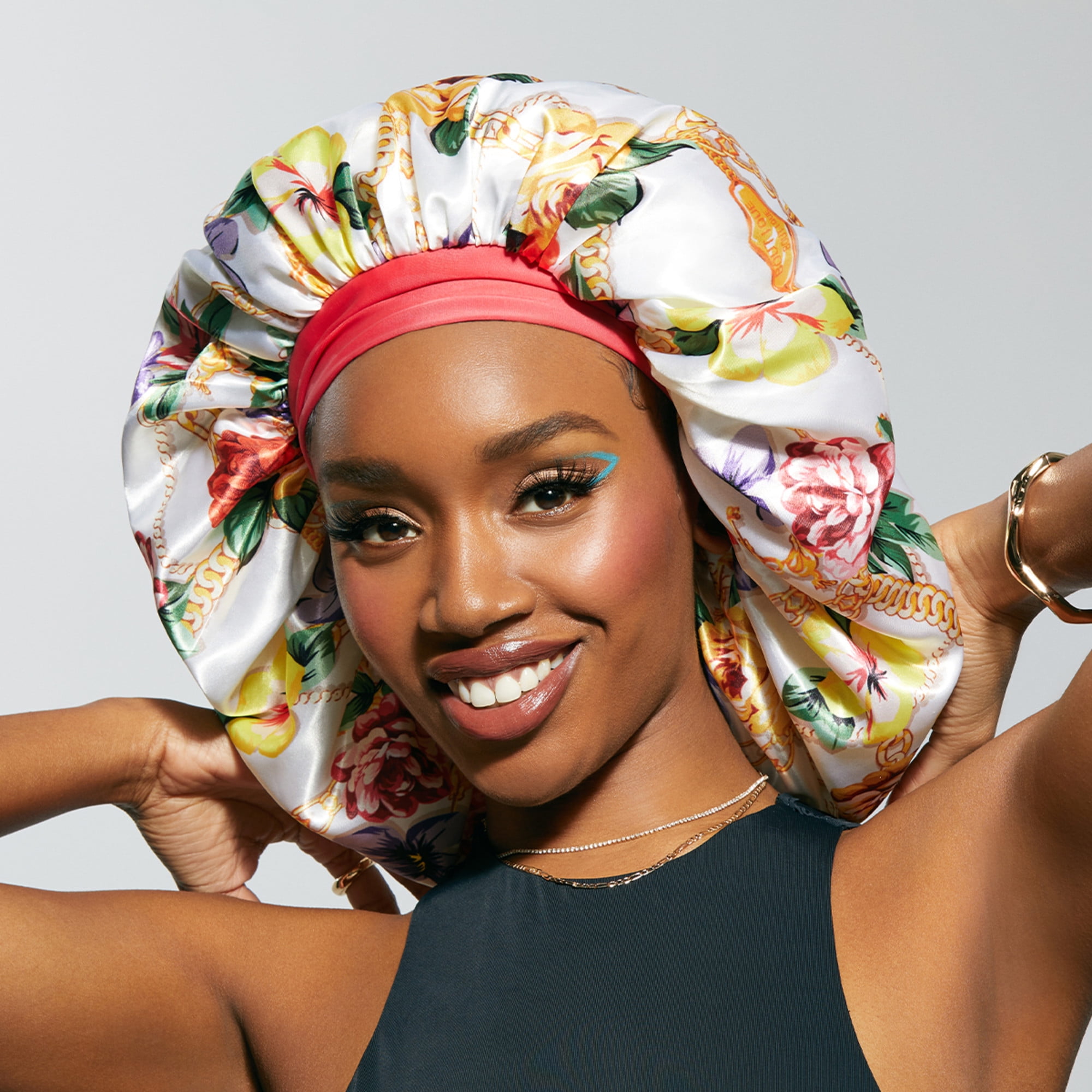 KISS Silky Satin Double Wear Cap Hair Bonnet, Super Jumbo