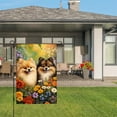 thumbnail image 3 of Amhnf Pomeranian Dogs In Flower Garden亚麻花园旗 For Home Outdoor Garden Yard Decor 12x18 inch, 3 of 5