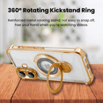 thumbnail image 6 of Entronix Magnetic Clear Case for iPhone 16, Built-in Kickstand Ring Shockproof Bumper, Gold, 6 of 7