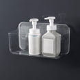 thumbnail image 3 of Estante de ducha, estante de baño, cesta de ducha sin taladrar, organizador de baño montado en la pared para cocinas y baños, PET transparente, 3 of 7