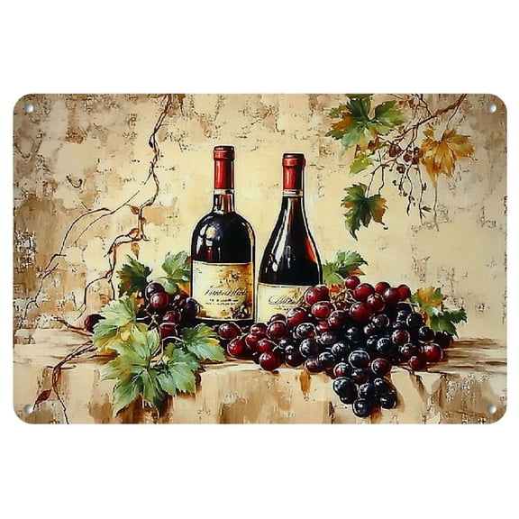 Vintage Wine-Themed Metal Tin Sign - 12x8 Inch | Perfect for Bar, Cafe, Garage Decor & Party Supplies