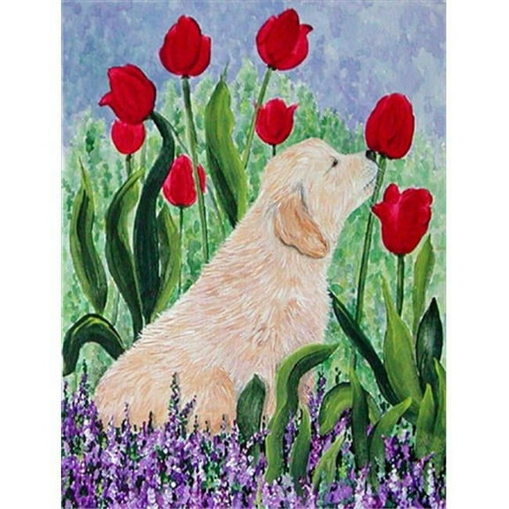 28 x 40 in. Golden Retriever House Size Canvas Flag