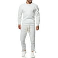 thumbnail image 2 of VBTAPA Mens 2 Piece Outfits Solid Casual Sweatsuit Waffle Knit Crewneck Pullover Top Drawstring Jogger Pants Matching Lounge Tracksuit Jogging Athletic Suit Sets Flash Deals White XXXXXL, 2 of 7