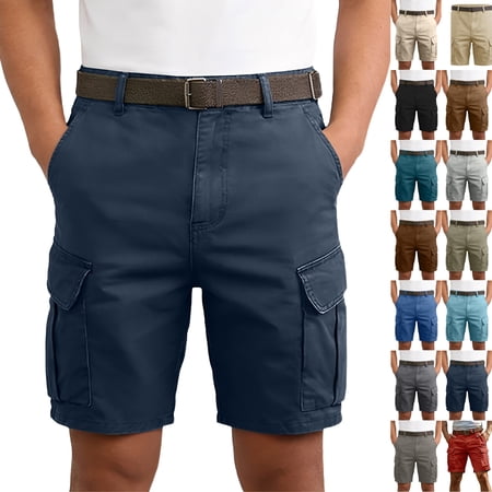 Cargo Shorts for Men Summer Workout Hiking Shorts Elastic Baggy Golf Fishing Casual Outdoor Work Short Navy 4XL