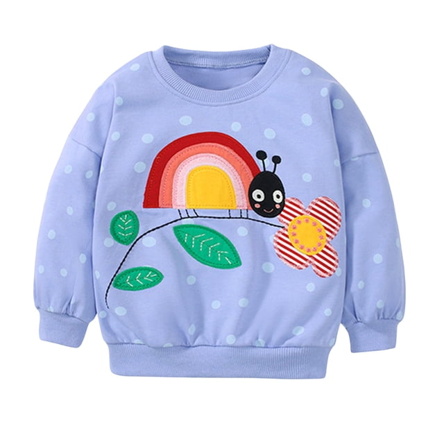 Gibobby Sudaderas para niños pequeños, playera de algodónNiños Niñas primavera otoño Animal estampado sudaderas algodón Casual cuello redondo manga larga(Azul, 6-7 Años)