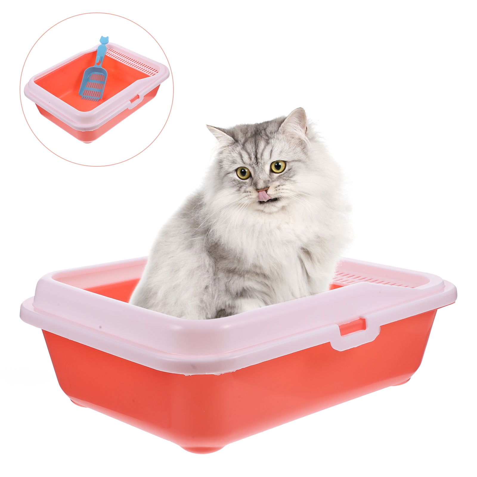 Phenofice Cat Litter Bucket Pink PE Anti Splash 1Pack for Indoor Pet Care