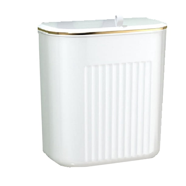 Bote de basura con tapa de 9 l para colgar en la puerta del armario de la cocina, color blanco