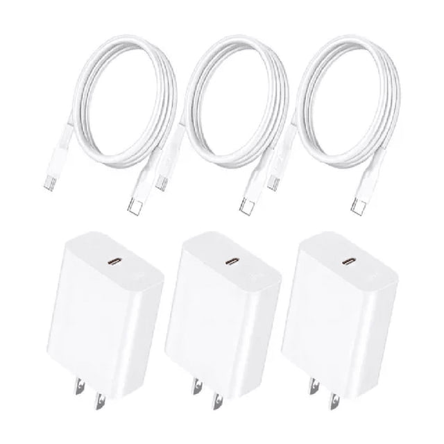 3 Pack Cargador Tipo C Pd 20w Carga Rápida Con Cable Usb C A C 1m 3a Compatible Para Ip 15 Samsung Galaxy S21 S20 Ultra S10 S9 BLANCO