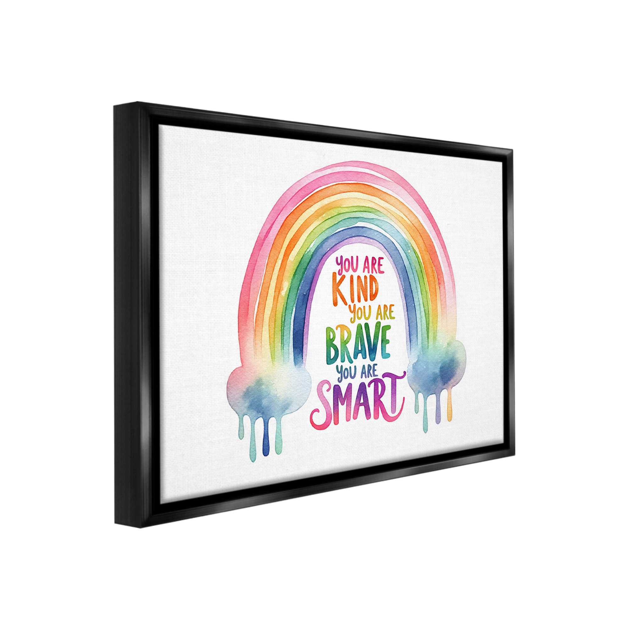 Stupell Industries Modern Inspirational Rainbow Inspirational Painting Black Floater Framed Canvas Art Print Wall Art, 31 x 25