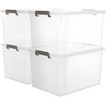 Kerhouze 69 Qt 4 Pack Plastic Clear Storage Bin with Lids Latch Box Large