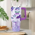 thumbnail image 4 of Butterfly Gifts Tumbler 40oz With Handle Lid and Straw - Butterfly Gifts for Frog Lovers Women- Purple Butterfly Tumbler Coffee Mug Tumbler Metal Insulated Tumblers -Reusable Butterfly Gift Tumblers, 4 of 6