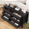 thumbnail image 3 of Black 6 Drawer Dresser for Bedroom, Modern Wide Dresser Organizer with Storage Drawers, Wooden Chests of Drawers for Bedroom, Entryway, Hallway, Home Office, 3 of 7