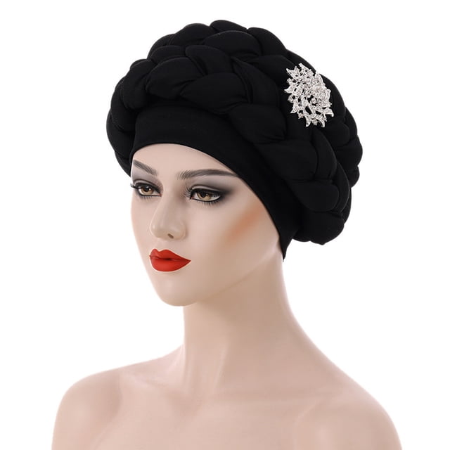 Bérets Mode Femmes Chapeau de Perles Tressé Musulman Volant Cancer Bonnet de Sommeil Doublé Satin Bonnets de Cheveux Bérets