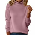 thumbnail image 4 of Women's Stand Collar Long Sleeve Top, Soft Woven Blouse, Comfortable Pullover Style, Basic Layering Piece, Everyday Casual Wear, Relaxed Fit Tunic Purple S, 4 of 5